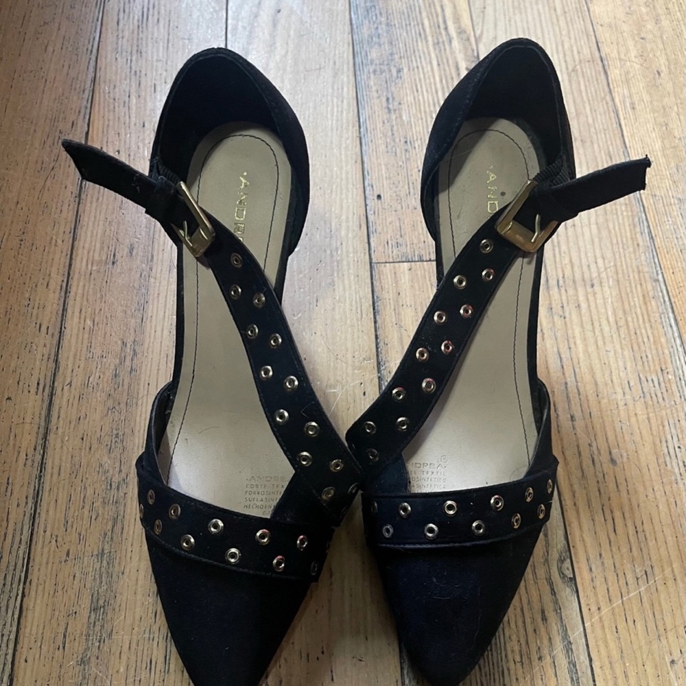 Adrienne Vittadini Black Heels with Straps size 7 1/2